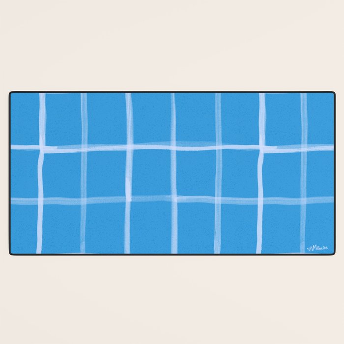 Abstract Tennis Net Pattern in Sky Blue Desk Mat Gallery Image 3