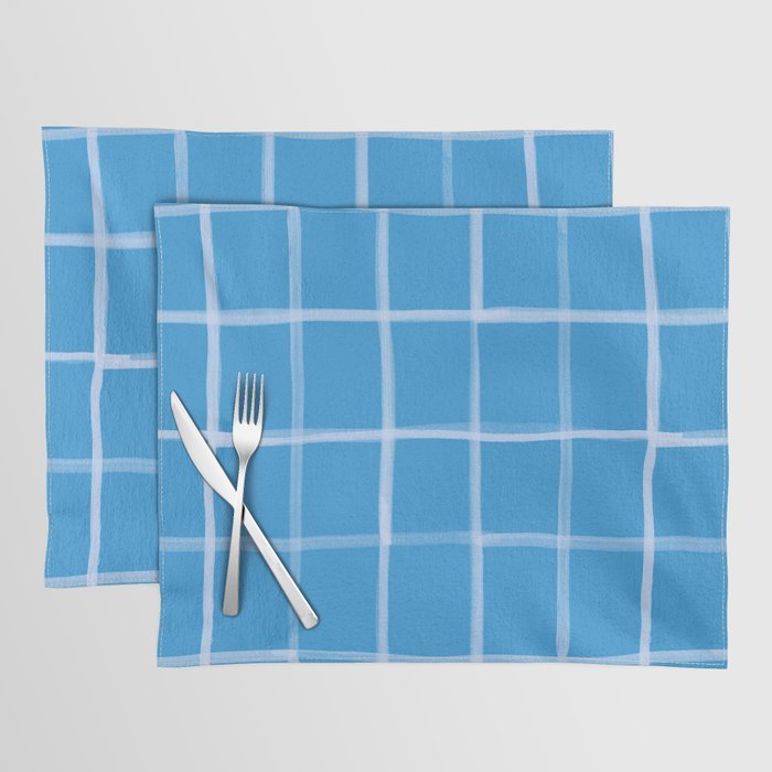 Abstract Tennis Net Pattern in Sky Blue Placemat Gallery Image 1