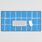 Abstract Tennis Net Pattern in Sky Blue Desk Mat Gallery Image 1