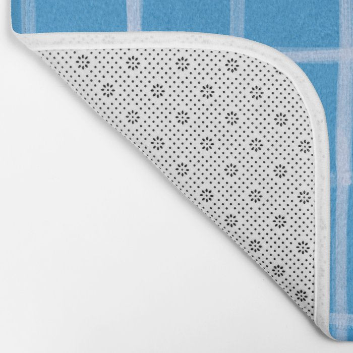 Abstract Tennis Net Pattern in Sky Blue Bath Mat Gallery Image 2