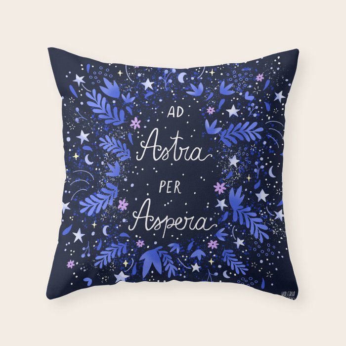 Ad Astra Per Aspera hand lettering  Throw Pillow Gallery Image 6