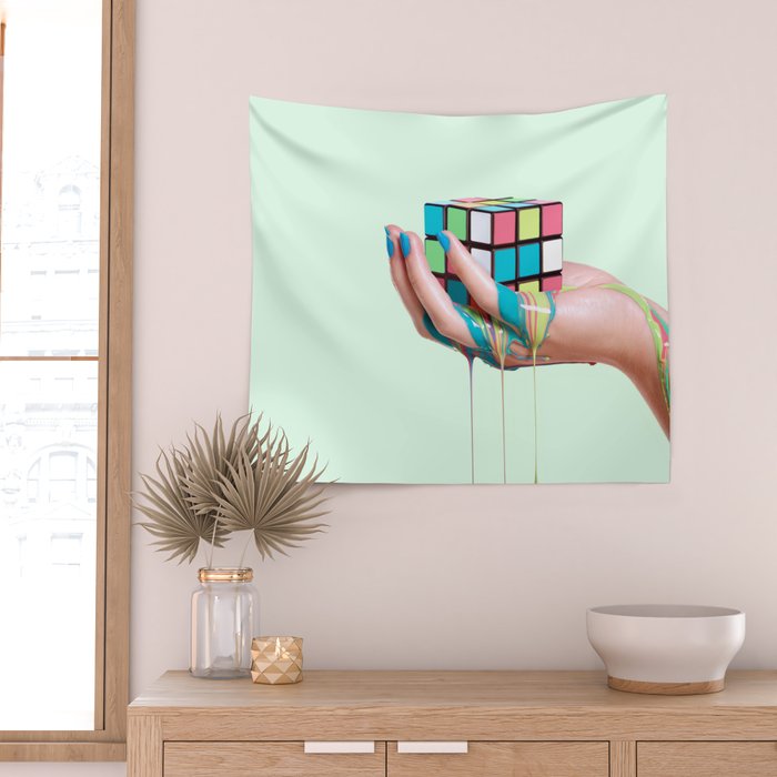 MELTING RUBIKS CUBE Wall Tapestry Gallery Image 2