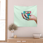 MELTING RUBIKS CUBE Wall Tapestry Gallery Image 2