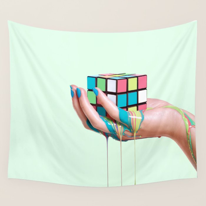 MELTING RUBIKS CUBE Wall Tapestry Gallery Image 4