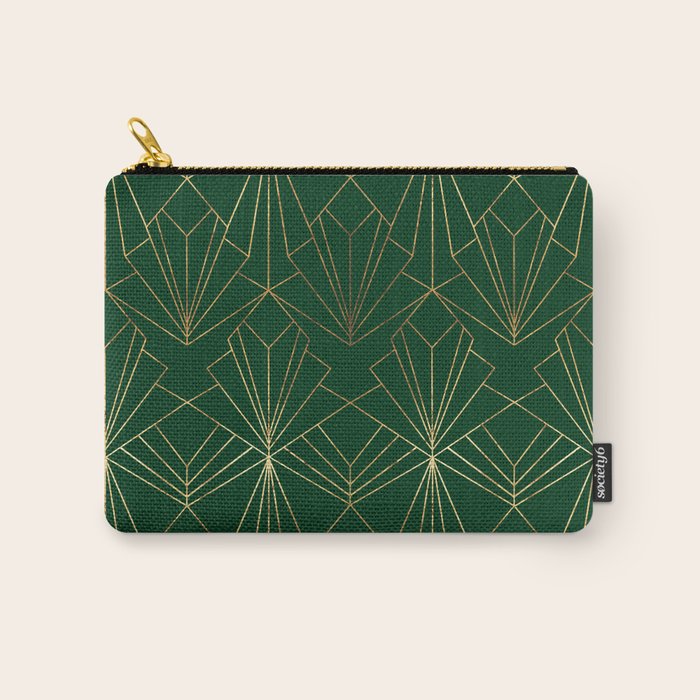 Art Deco in Emerald Green Carry All Pouch Gallery Image 1