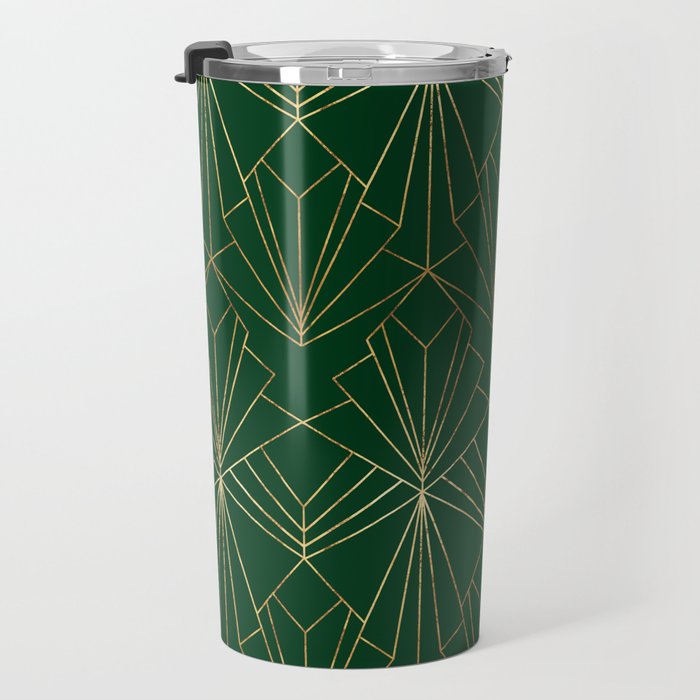 Art Deco in Emerald Green Travel Mug Gallery Image 3