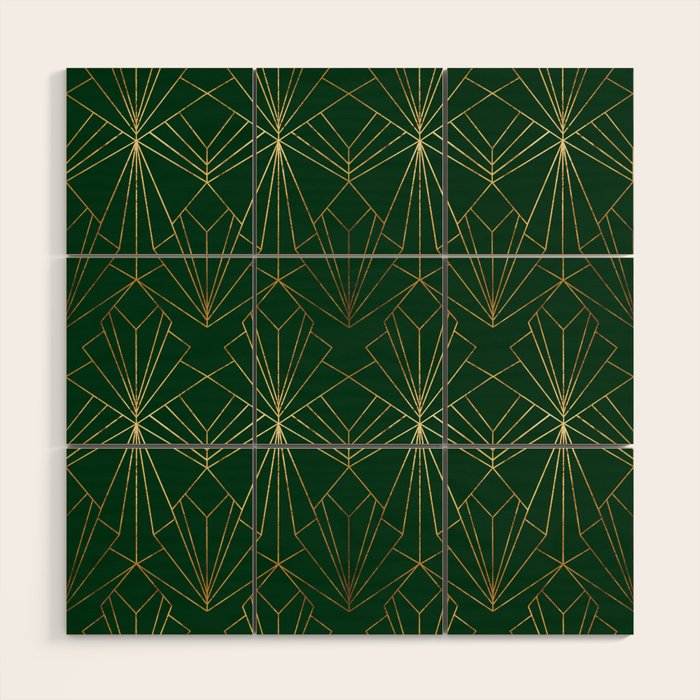 Art Deco in Emerald Green Wood Wall Art Gallery Image 1