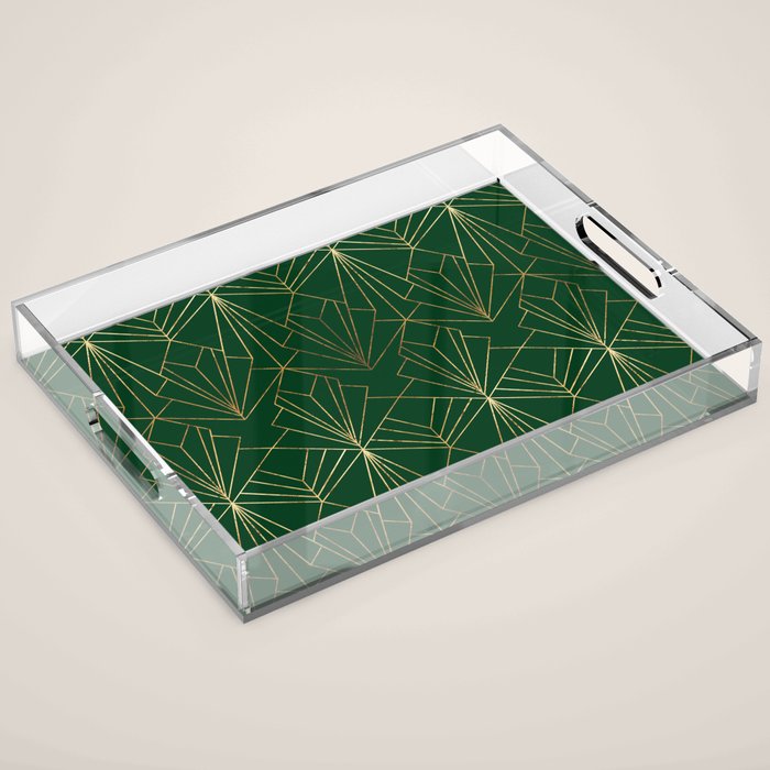 Art Deco in Emerald Green Acrylic Tray Gallery Image 1