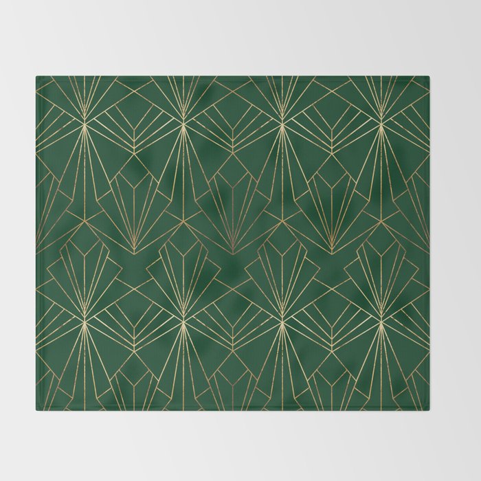 Art Deco in Emerald Green Throw Blanket Gallery Image 2