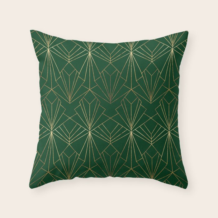 Art Deco in Emerald Green Throw Pillow Gallery Image 6
