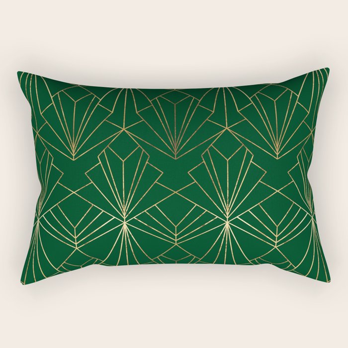Art Deco in Emerald Green Rectangular Pillow Gallery Image 2