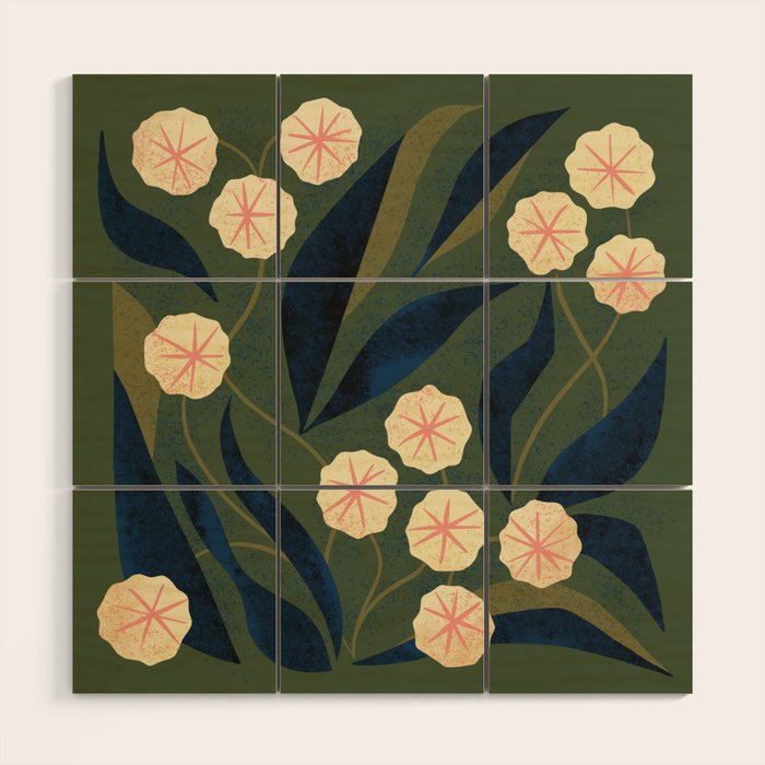 Green Floral Wood Wall Art Gallery Image 1