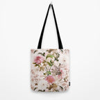 Vintage And Shabby Chic- Pink  Summer Peonies Antique Botanical Flower Garden Tote Bag Gallery Image 2