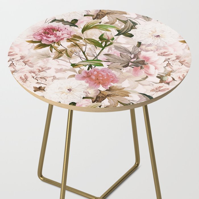 Vintage And Shabby Chic- Pink  Summer Peonies Antique Botanical Flower Garden Side Table Gallery Image 2