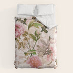 Vintage And Shabby Chic- Pink  Summer Peonies Antique Botanical Flower Garden Comforter Gallery Image 6