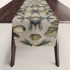William Morris Style Forest Tales Cabincore Pattern Beige Table Runner Gallery Image 1