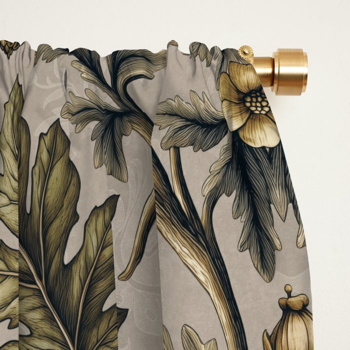 William Morris Style Forest Tales Cabincore Pattern Beige Window Curtain Gallery Image 2