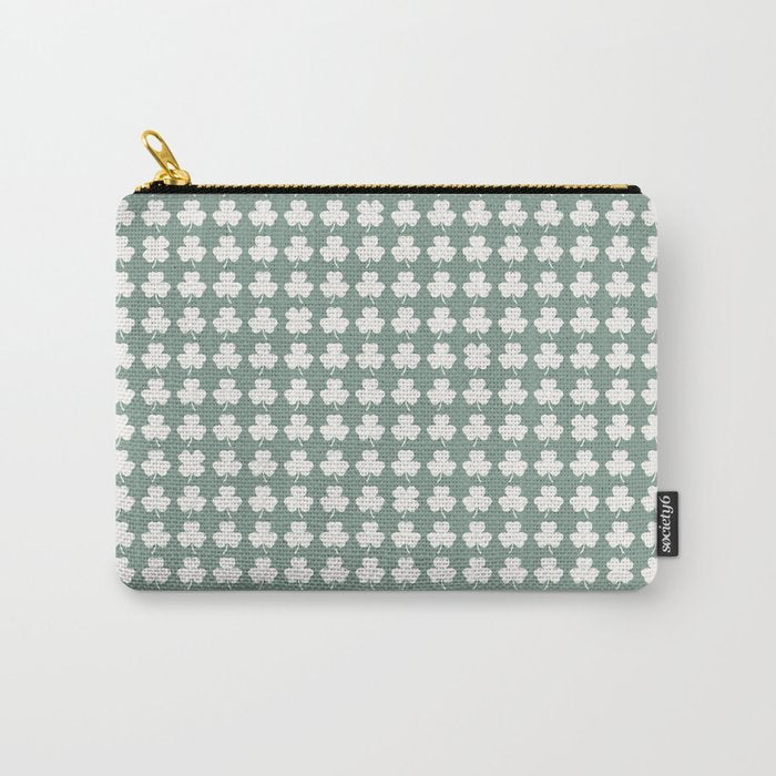 Clovers XXXIII Sage Green Botanical Pattern Carry All Pouch Gallery Image 1