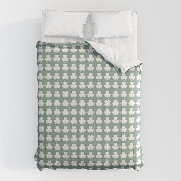 Clovers XXXIII Sage Green Botanical Pattern Comforter Gallery Image 6
