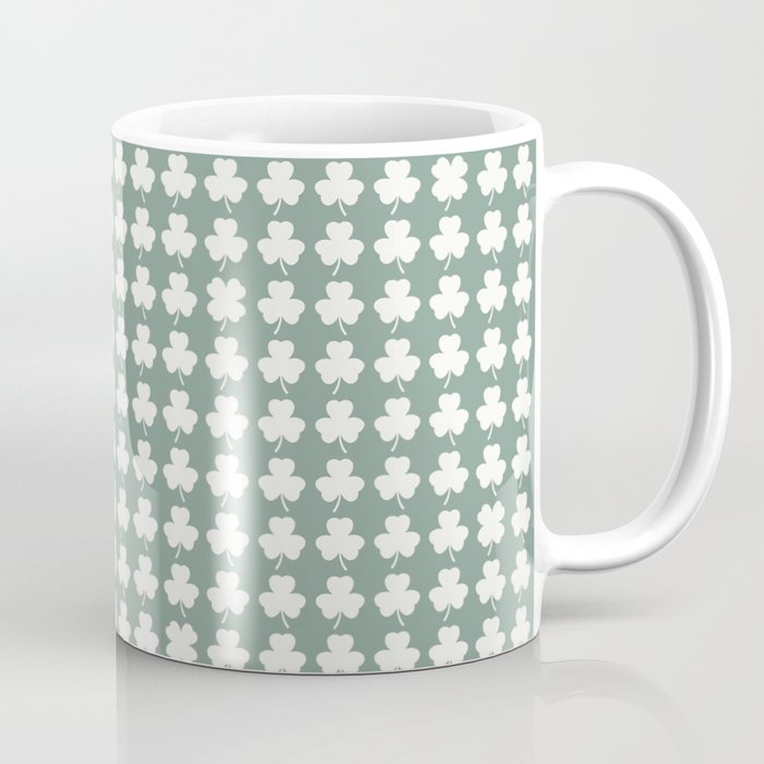 Clovers XXXIII Sage Green Botanical Pattern Coffee Mug Gallery Image 1