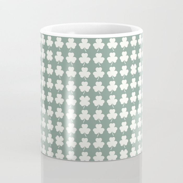 Clovers XXXIII Sage Green Botanical Pattern Coffee Mug Gallery Image 4