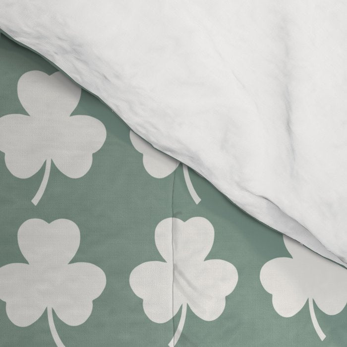 Clovers XXXIII Sage Green Botanical Pattern Comforter Gallery Image 4