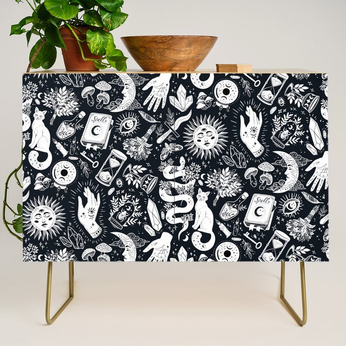 Witchy Things In Black And White Credenza Gallery Image 1