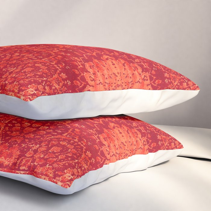 Orange Boho Oriental Traditional Antique Moroccan Style Pillow Sham Gallery Image 3