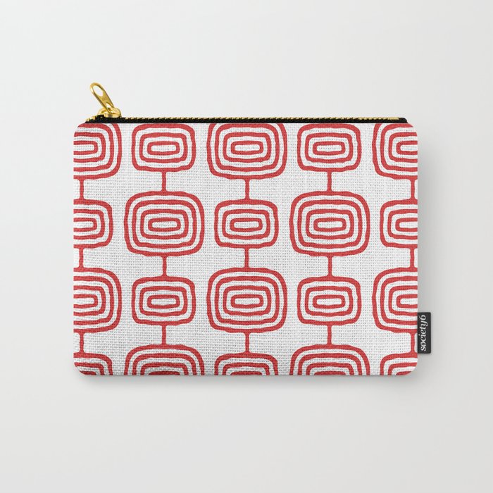 Mid Century Modern Atomic Rings Pattern Red 3 Carry All Pouch Gallery Image 1