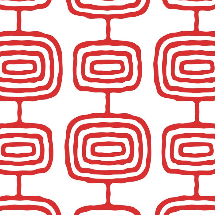 Mid Century Modern Atomic Rings Pattern Red 3 Coffee Mug Gallery Image 2