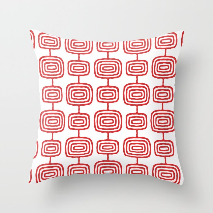 Mid Century Modern Atomic Rings Pattern Red 3 Throw Pillow Gallery Image 6