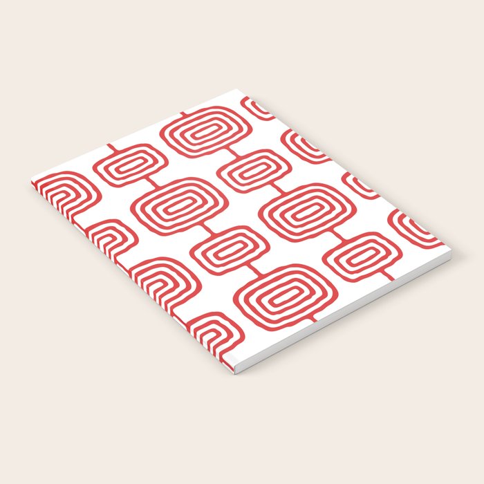 Mid Century Modern Atomic Rings Pattern Red 3 Notebook Gallery Image 2