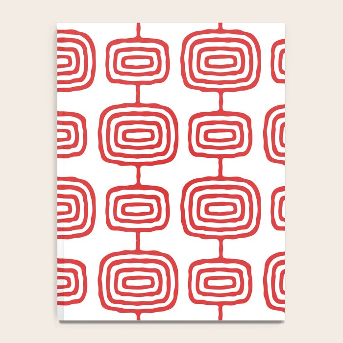 Mid Century Modern Atomic Rings Pattern Red 3 Notebook Gallery Image 4