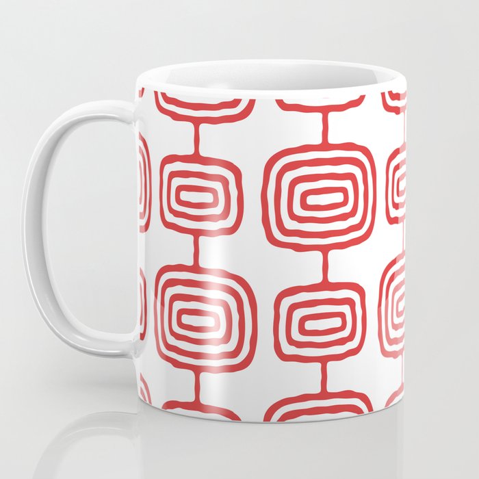 Mid Century Modern Atomic Rings Pattern Red 3 Coffee Mug Gallery Image 3