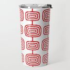 Mid Century Modern Atomic Rings Pattern Red 3 Travel Mug Gallery Image 2