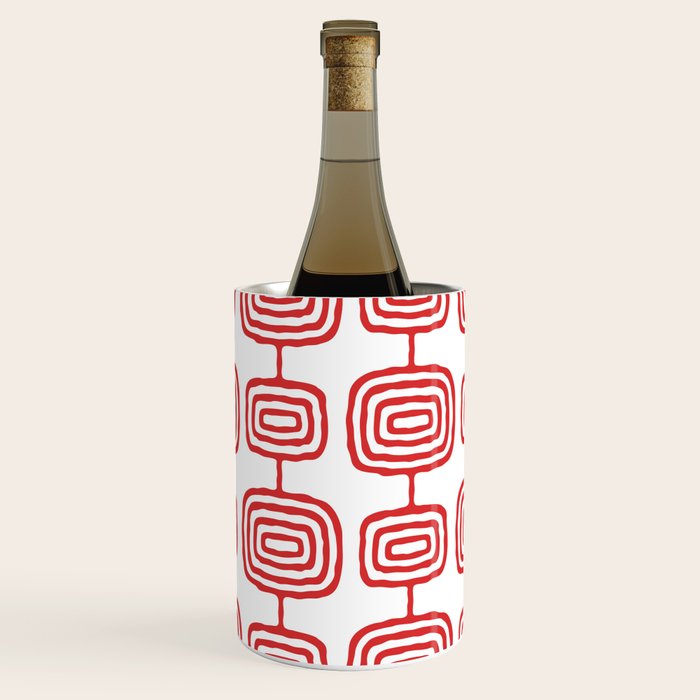 Mid Century Modern Atomic Rings Pattern Red 3 Wine Chiller Gallery Image 2