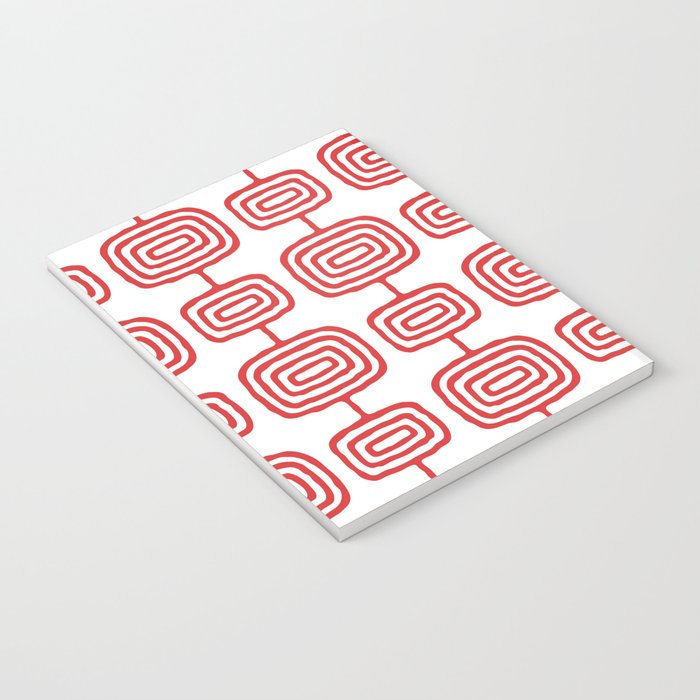 Mid Century Modern Atomic Rings Pattern Red 3 Notebook Gallery Image 3