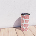 Mid Century Modern Atomic Rings Pattern Red 3 Travel Mug Gallery Image 4