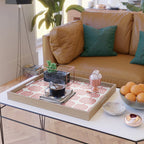 Mid Century Modern Atomic Rings Pattern Red 3 Serving Tray Gallery Image 2
