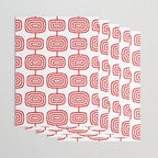 Mid Century Modern Atomic Rings Pattern Red 3 Wrapping Paper Gallery Image 3