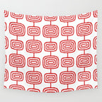 Mid Century Modern Atomic Rings Pattern Red 3 Wall Tapestry Gallery Image 4