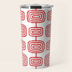 Mid Century Modern Atomic Rings Pattern Red 3 Travel Mug Gallery Image 1