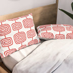 Mid Century Modern Atomic Rings Pattern Red 3 Pillow Sham Gallery Image 2