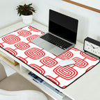 Mid Century Modern Atomic Rings Pattern Red 3 Desk Mat Gallery Image 2