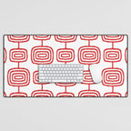 Mid Century Modern Atomic Rings Pattern Red 3 Desk Mat Gallery Image 1