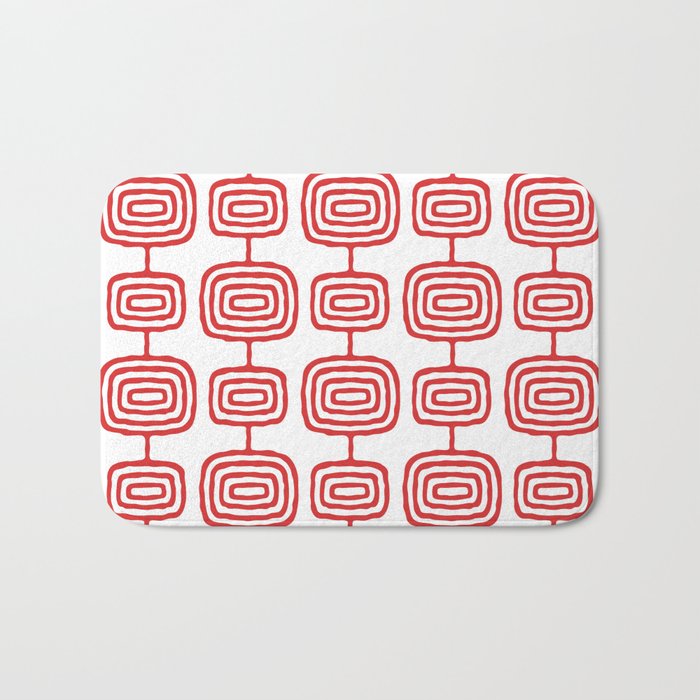 Mid Century Modern Atomic Rings Pattern Red 3 Bath Mat Gallery Image 1