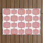 Mid Century Modern Atomic Rings Pattern Red 3 Outdoor Rug Gallery Image 1