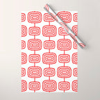 Mid Century Modern Atomic Rings Pattern Red 3 Wrapping Paper Gallery Image 1
