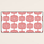 Mid Century Modern Atomic Rings Pattern Red 3 Desk Mat Gallery Image 3