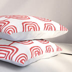 Mid Century Modern Atomic Rings Pattern Red 3 Pillow Sham Gallery Image 3